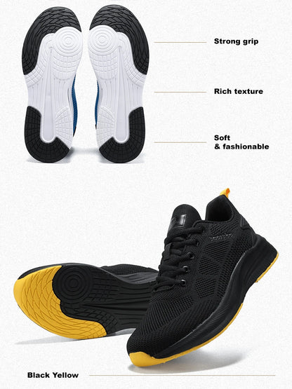 Baasploa Men's Running Shoes Brand, Male Designer Mesh Casual Sneakers, Lightweight Lace-Up New Male Outdoor Sports Tennis Shoes