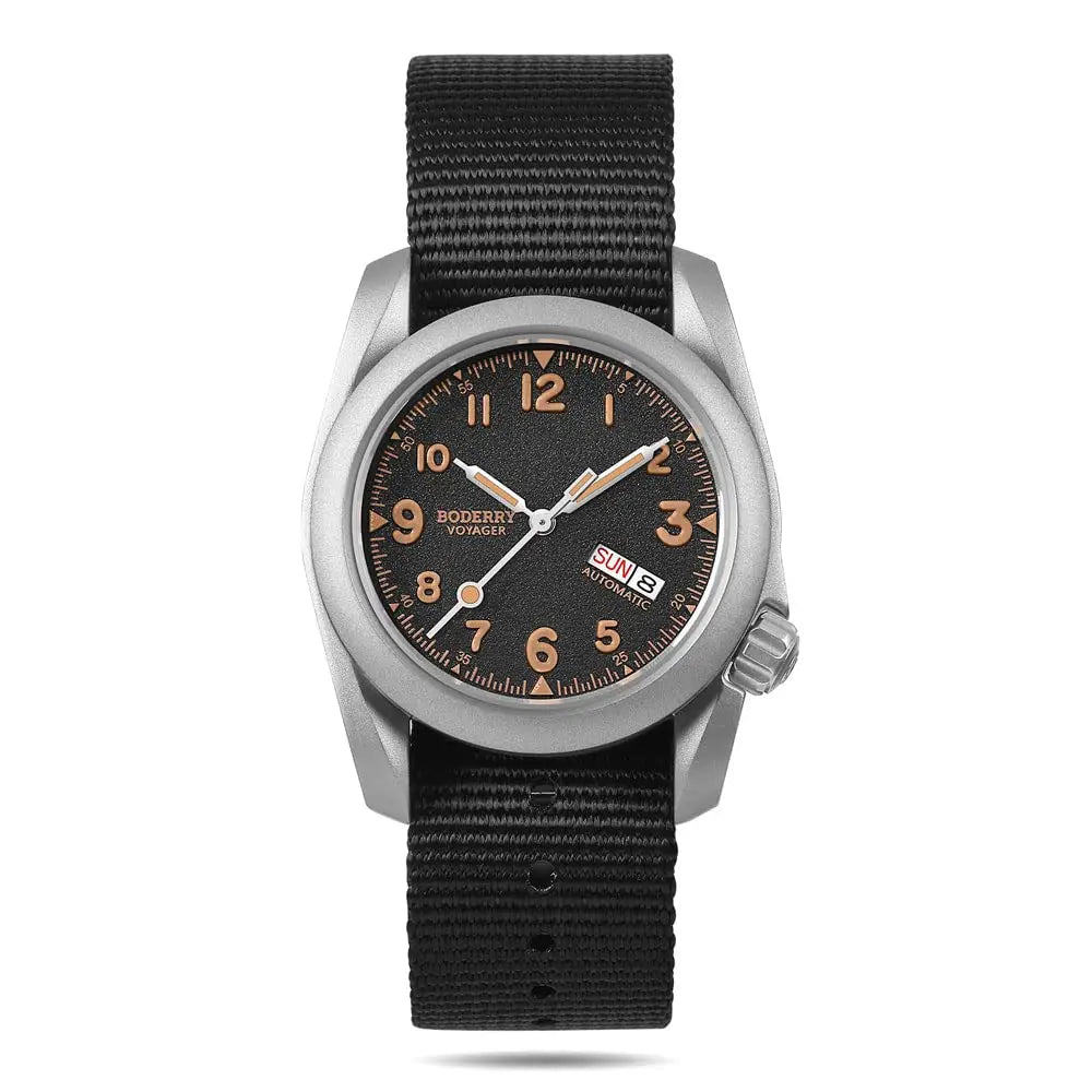 BODERRY Men's Automatic Watch 40MM Titanium Pilot Sport Mechanical Wristwatch 100m Waterproof Sapphire C3 Luminous NH35