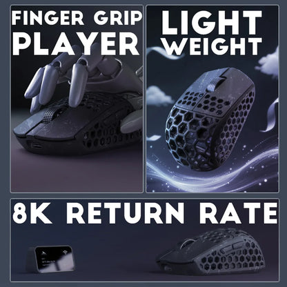Darmoshark M5Air geschmiedete Carbonfaser kabellose 8K-Gaming-Maus PAW3950 30K DPI für kleine Hände, Finger-Grip, Game-Makro-Maus, leicht