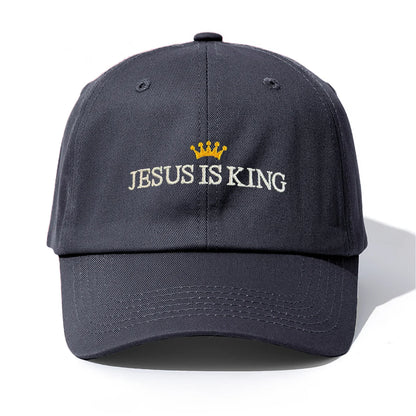 1pc JESUS IS KING Embroidery Baseball Cap for Adults,Minimalist Retro Style Casual Soft Adjustable Dad Hat,Perfect As Gift