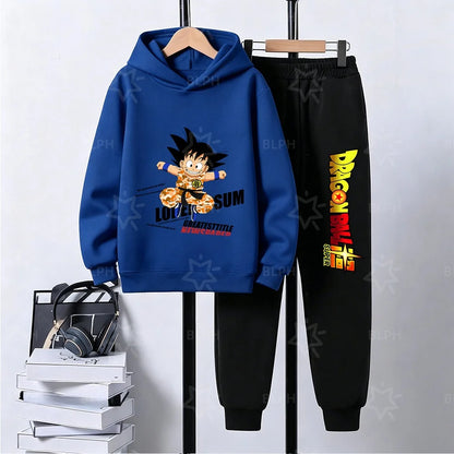 Kids Dragon Ball Camo Goku Printed Hoodie Set Casual Loose Comfortable Long Sleeve Sweatshirt Pants 2 Piece Outfits for Boys