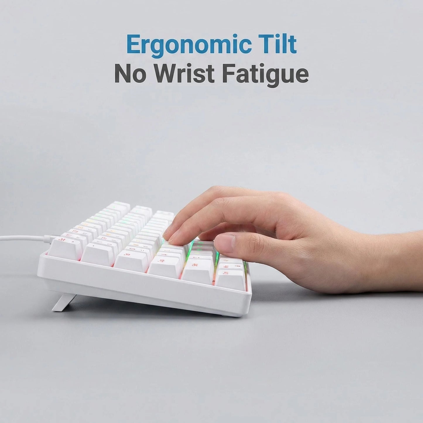 Ultra-Compact 65% Size Gaming Membrane Keyboard, Ergonomic RGB Backlit, Portable 68-Key Wired Office Keyboard with USB Plug-in