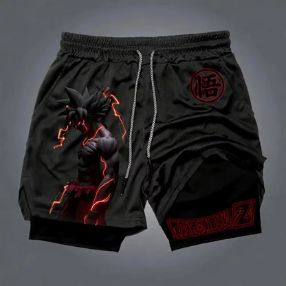 2026 Dragon Ball Goku Unisex Harajuku Anime Printed Summer New Product Loose Sports Breathable Quick Drying Double Layer Shorts