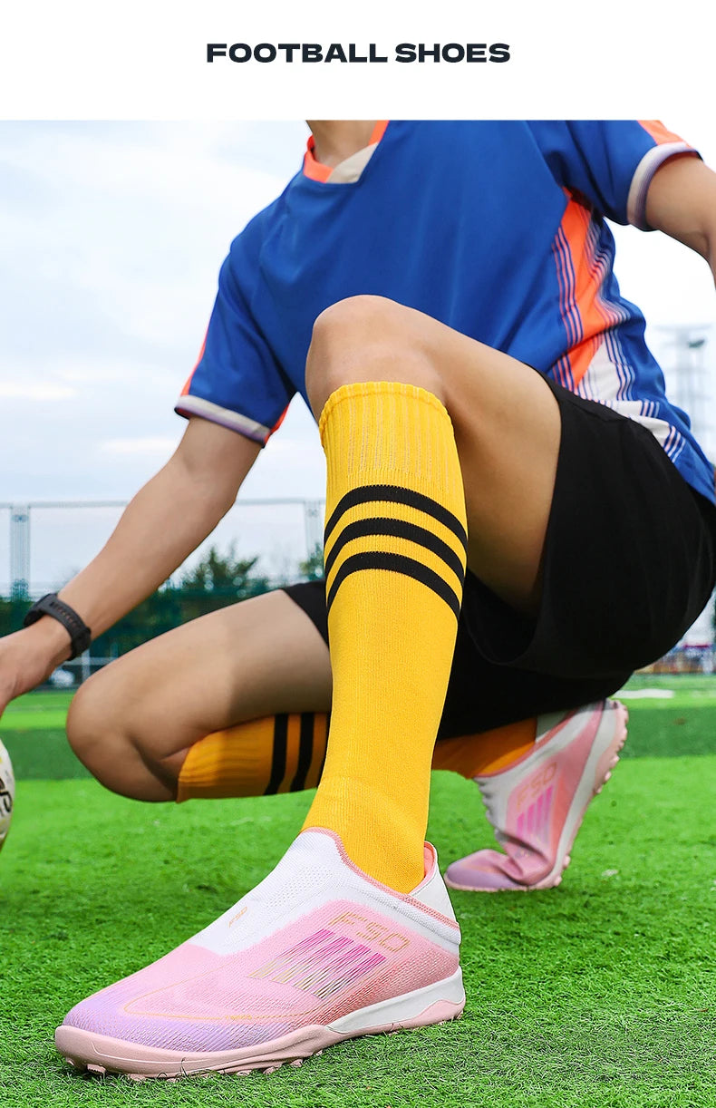Men's Football Boots Futsal Ultralight Soccer Shoes Training TF Match Long Spikes Breathable Indoor Sneakers Cleats Drop Shipping