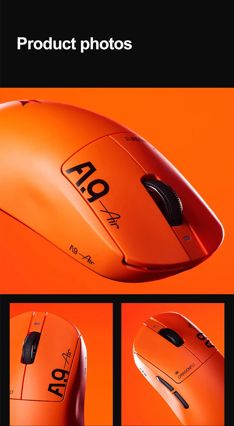 Mouse da gaming wireless ATK Dragonfly A9 Ultimate A9 Air PAW3950 ultraleggero ergonomico e-sport per gamer FPS CSGO A9 Ultra