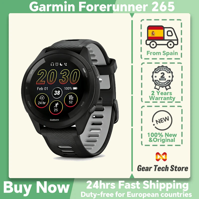 Garmin Forerunner 265 Basic Style Smart Sports Watch, 1.3 Inch Amoled Screen, Activity Monitor