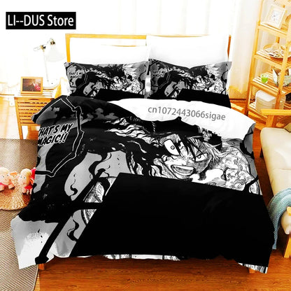 Black Clover Bettwäsche-Set Einzel Doppel Full Queen King Size Anime-Bettbezug-Set für Erwachsene und Jungen 2024 Deckenbezug Kissenbezug