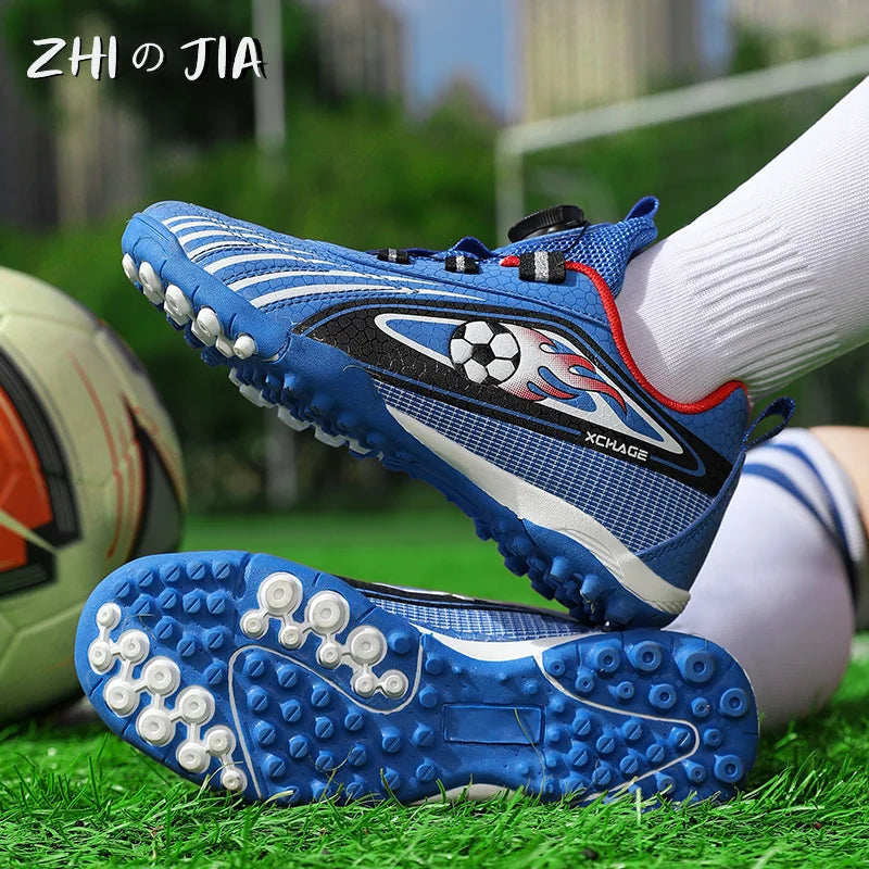 Children's Rotating Buckle Sneakers Students Competition Training Football Shoes Fashionable Lightweight Anti-slip Footwear