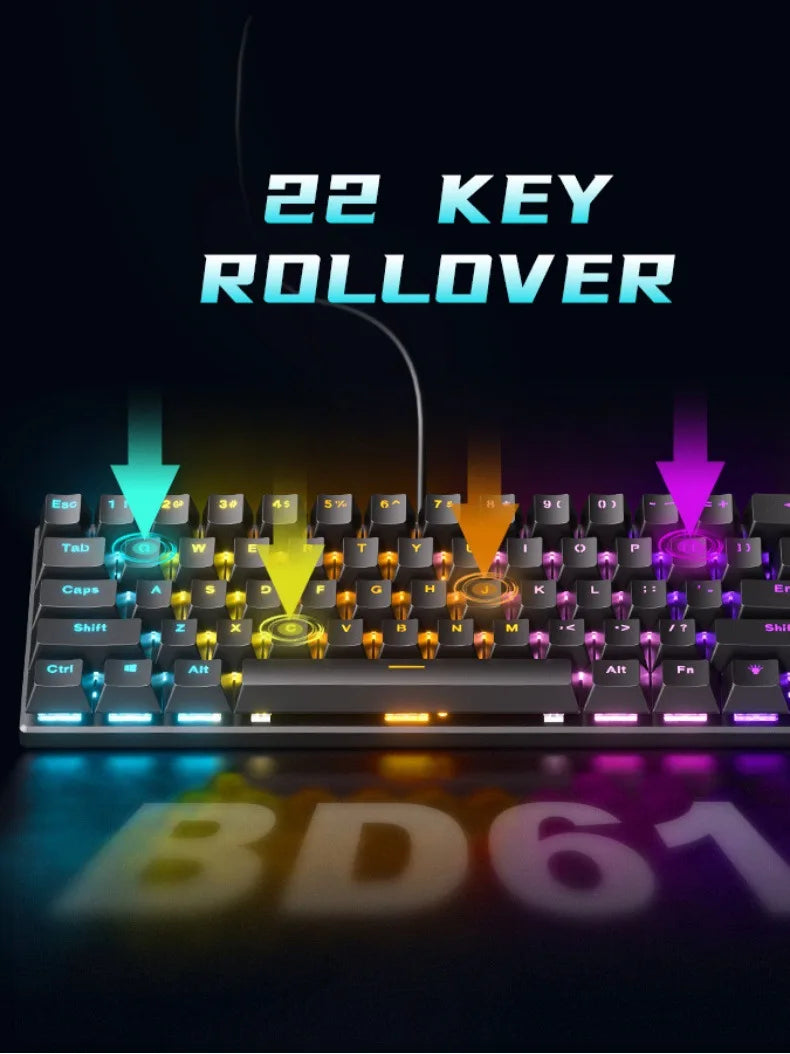 RGB White Mechanical Keyboard 60% Gaming Keyboard White Clavier Gamer Blanco Key Board Black PC Keyboards
