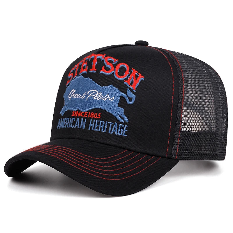 2025 Personalized New Truck Hat STETSON Red Bear Breathable Mesh Hat Street Hip Hop Hat Daily Casual Wear Sunshade Baseball Hat