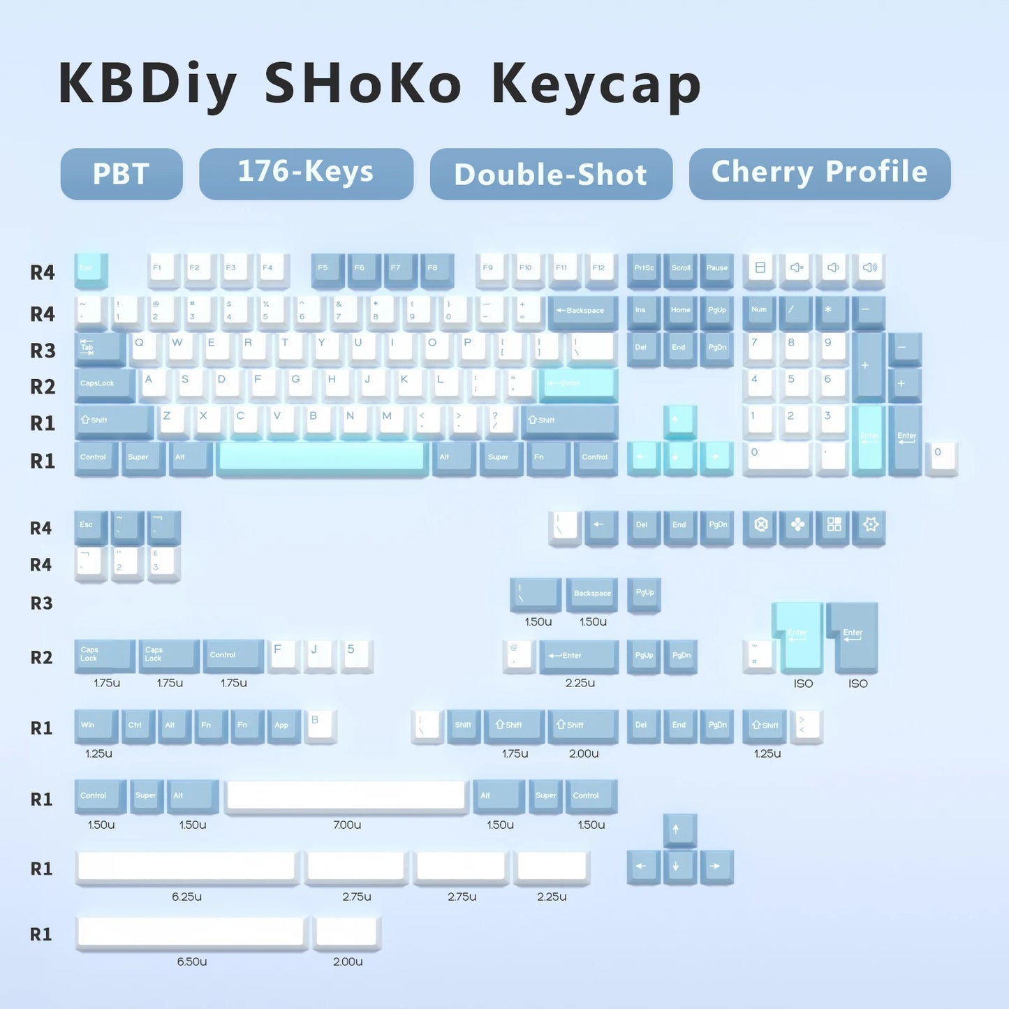 KBDiy GMK Illusion Tastenkappen Cherry-Profil Double-Shot PBT ISO-Tastenkappen für Gamer Mechanisches Tastatur-Kit Gaming Point Retro-Tastenkappe