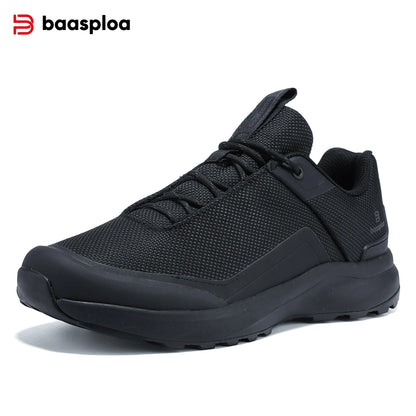 Baasploa Hiking Shoes Men Outdoor Waterproof Camping Resistant Non-Slip Sneakers Casual Lightweight Lace-Up Walking Shoes for Men