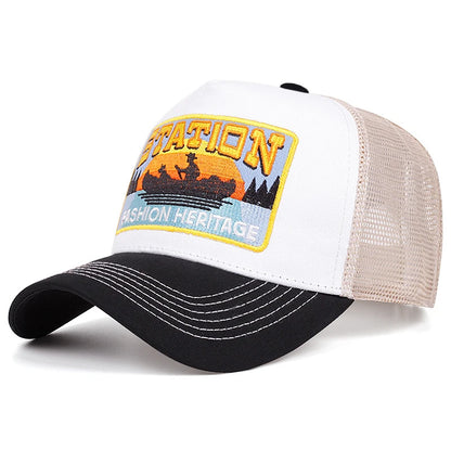2025 New STATION Small Boat Personalized Truck Hat Street Dance HipHop Hat Outdoor Cycling Sunshade Baseball Hat Mesh Hat Unisex
