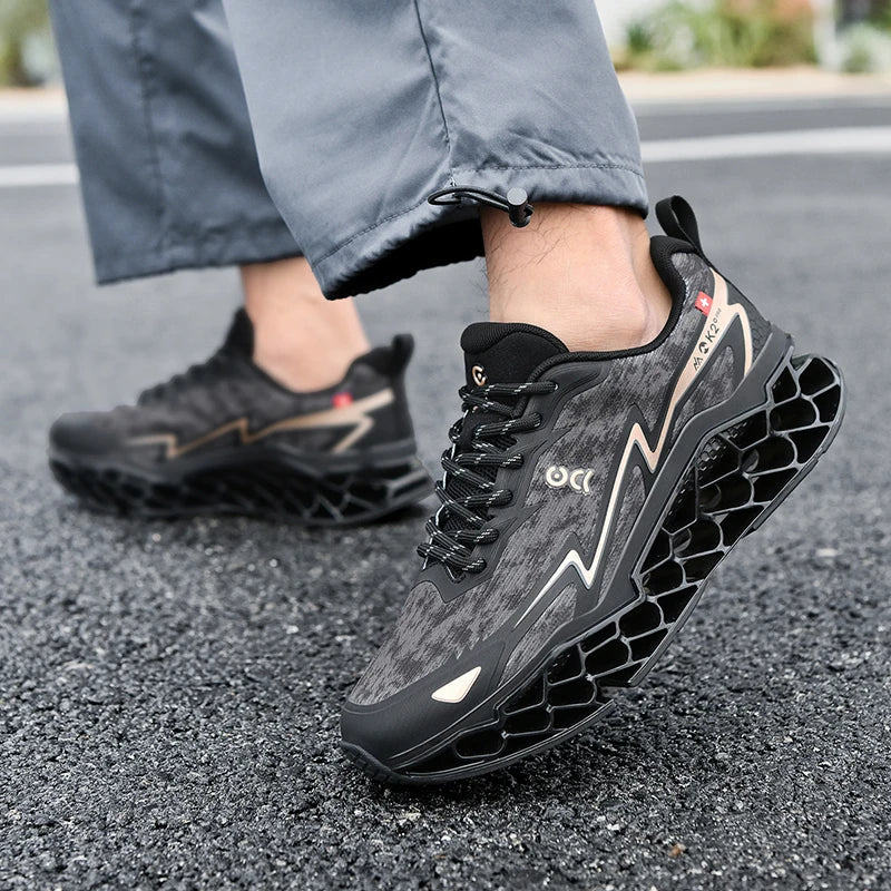 2026 New Summer Outdoor Mens Sports Shoes 3D Printed Sole Rebound Lightweight Running Shoes Foot Protection Stable Walking Shoes