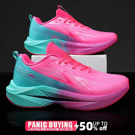 Running Shoes Carbon Board Speciality Marathon Men Sports Reticular Breathable Lightweight Women's Athletic Nonskid Sneakers