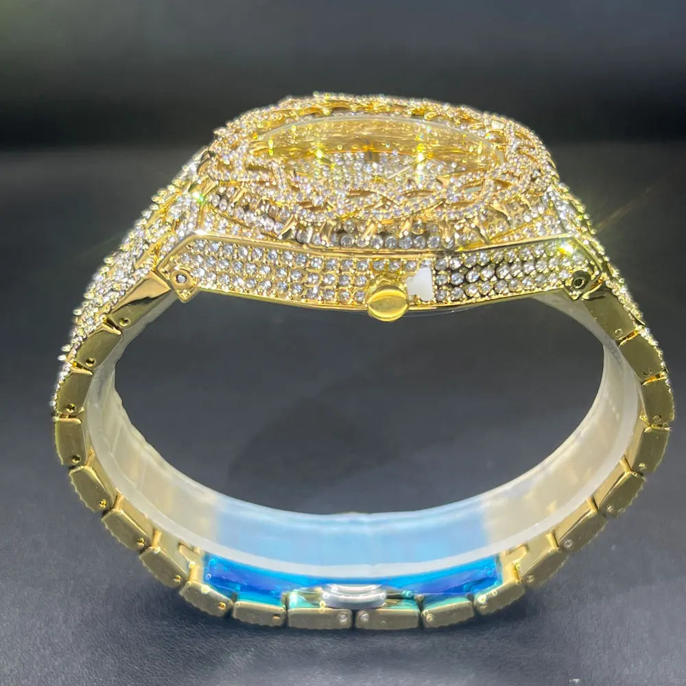 New Luxury Watch For Men Brand MISSFOX Hip Hop Lced Out Diamond Watches Fashion Hollow Out Quartz Clock 2026 Man Dropshipping