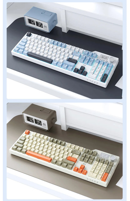 Novo teclado gaming AJAZZ AK35I V3 MAX tri-mode com fios, Bluetooth e sem fios, Gasket, hot swap completo, 104 teclas, teclado personalizado