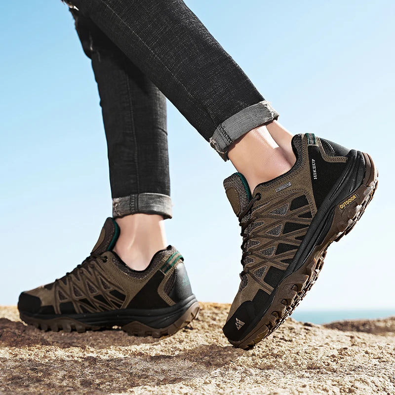 HIKEUP New Arrival Men's Hiking Shoes Breathable Lace Up Trekking Male Cushioning Outdoor Climbing Tourism Sneakers for Men