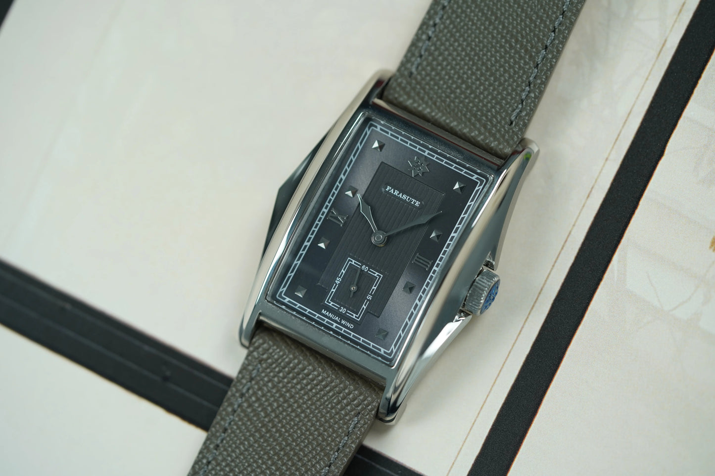 FARASUTE Creative Manual Square Customized Mechanical Movement Watch Men Luxury Sapphire Glass Small Second Wristwatches reloj