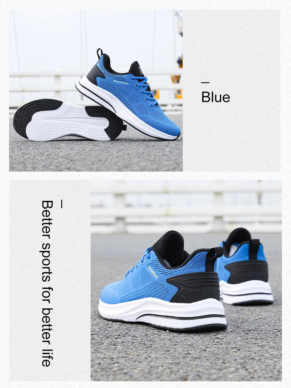 Baasploa Men's Running Shoes Brand, Male Designer Mesh Casual Sneakers, Lightweight Lace-Up New Male Outdoor Sports Tennis Shoes