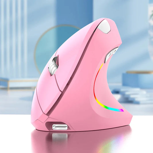 Wireless Vertical Mouse 2.4GHz Ergonomic Optical Mouse, Adjustable DPI Wireless Vertical Mouse with RGB Backlight for Laptop, PC, Mac, Tablet & Office