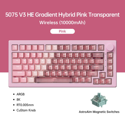 Akko 5075 V3 HE Magnetische Tastatur 75% Custom Mechanische Gaming-Tastatur Rapid Trigger 0.005mm 8K Polling-Rate ARGB