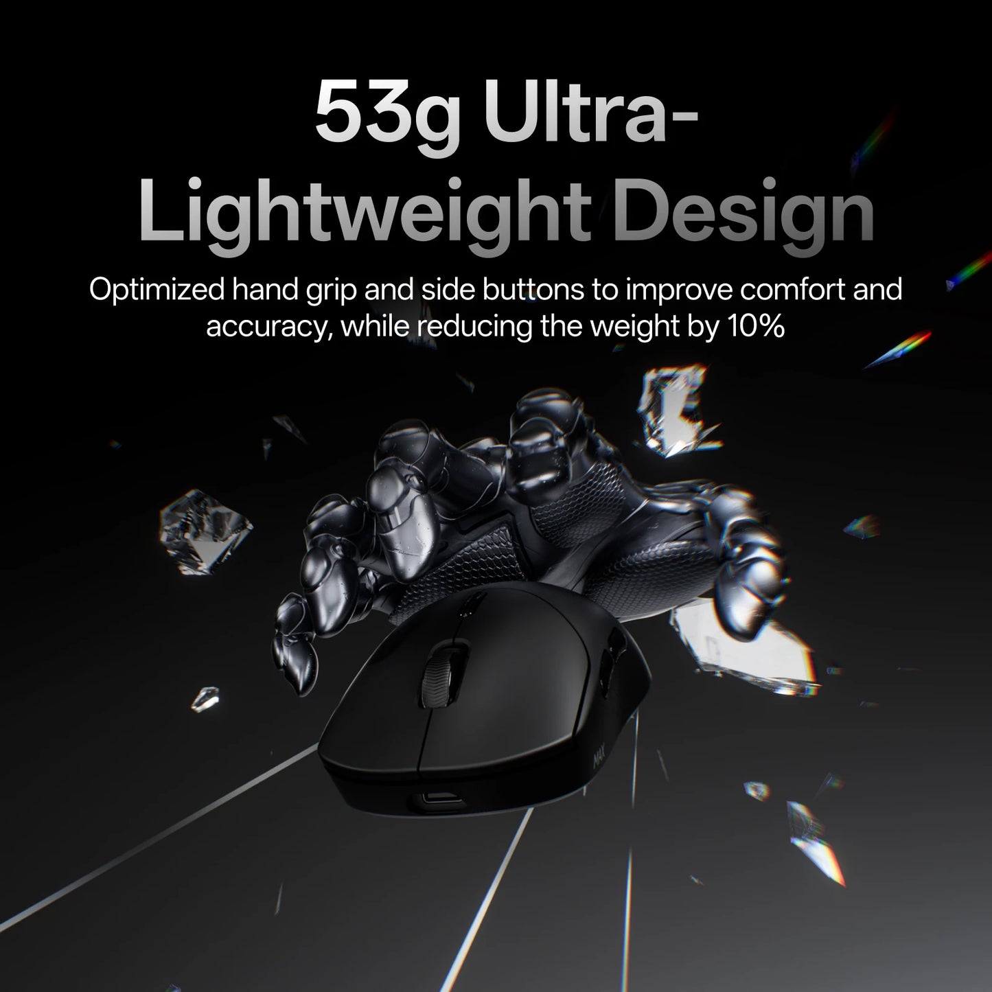 Rapoo VT2 MAX Wireless E-sports Gaming Mouse with 8K Polling Rate Optical Sensor Ergonomic Design 53g Lightweight for PC Latop