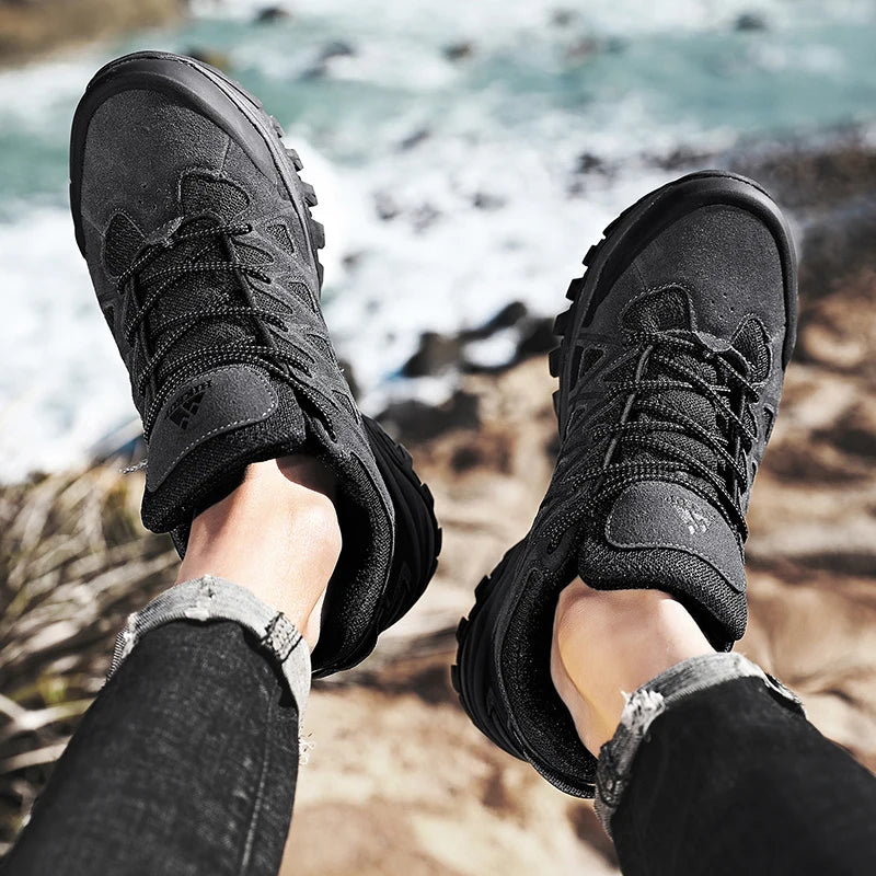HIKEUP New Arrival Men's Hiking Shoes Breathable Lace Up Trekking Male Cushioning Outdoor Climbing Tourism Sneakers for Men
