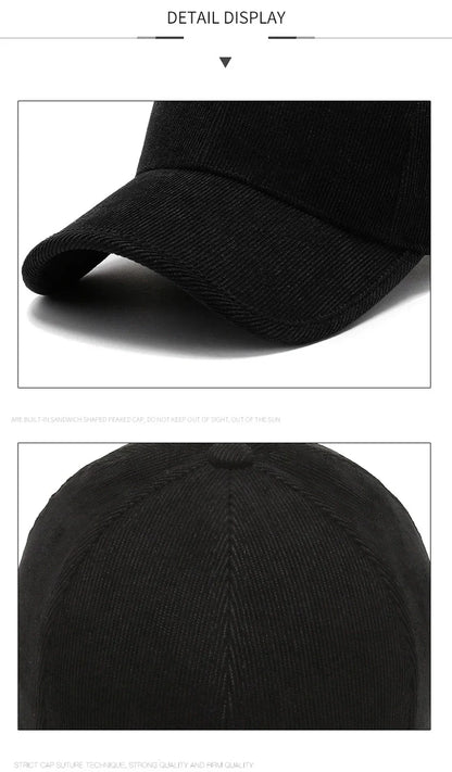 Trendy ArmyGreen Winter Baseball Caps For Men Luxury Women Corduroy Cap Snapback Hip Hop Trucker Hats Casquette Homme