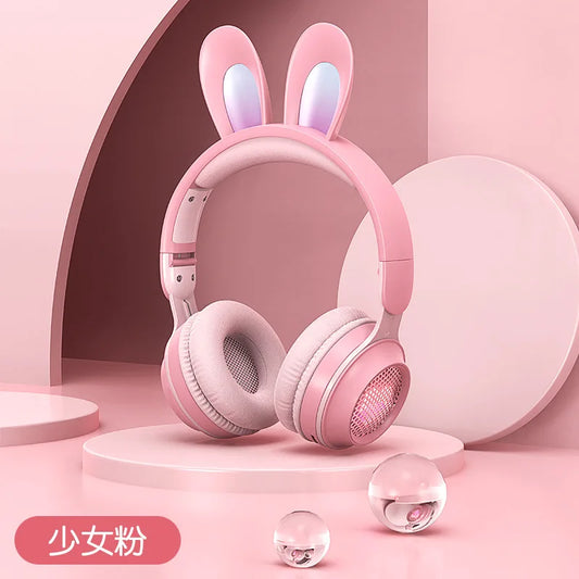 Glow Unicorn Bluetooth Headphones for Kids – LED Bunny Ear Wireless Headphones with Microphone, TF Card Slot, Over-Ear Bluetooth Headset for Gaming, Music & Mobile Devices