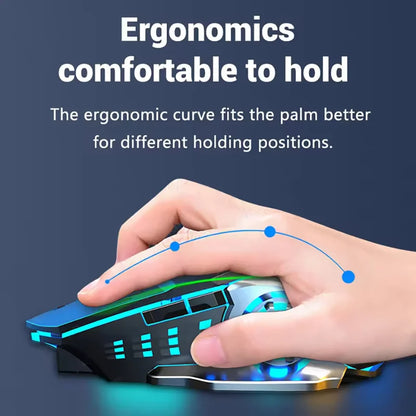 Q13 2.4G Bluetooth Wireless Mouse RGB Backlight DPI Adjustable 6 Keys USB Rechargeable Mechanical E-Sports Mouse for PC Laptop