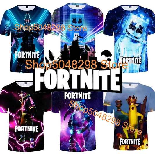Bushranger Fortnite T-Shirt für Kinder, 3D-Print Banana Peely T-Shirt für Herren und Damen, Tee im Battle-Royale-Game-Design, Sommer-Top, Geburtstagsgeschenke