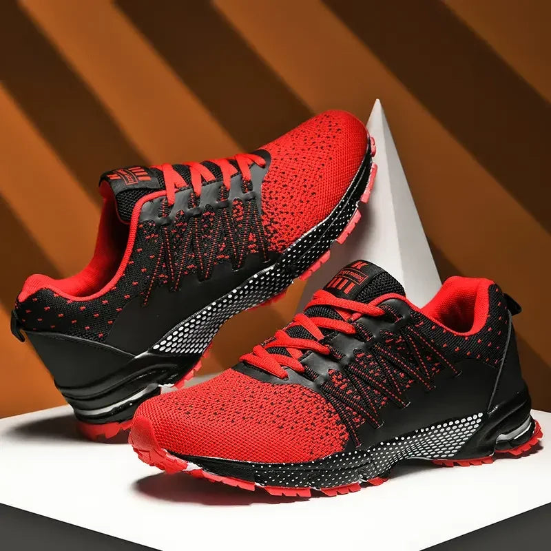 2025 Thick-Soled Sports Shoes Youth Mesh Breathable Running Shoes Trendy Spring Summer Korean Large Black and White Shoes Walk