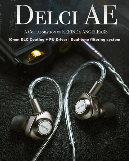 Kefine X ANELEARS Delci AE 10mm HiFi IEM Wired Earphones – DLC+PU Driver Dual Tuning In-Ear Monitors for Music & Gaming