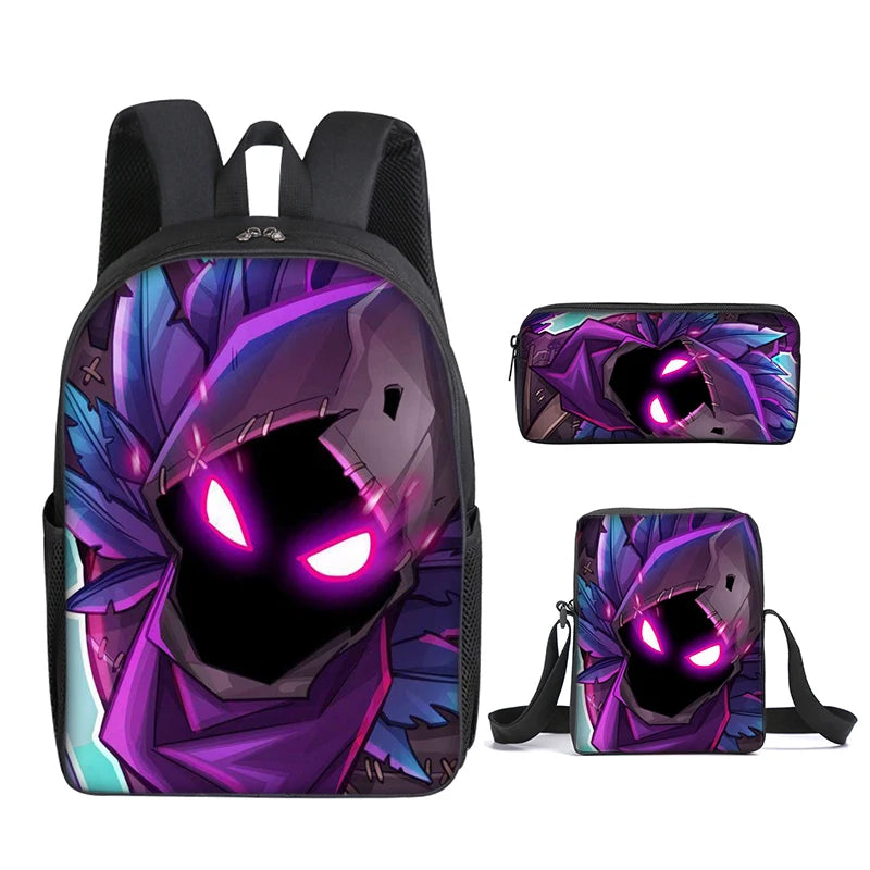 3-teiliges Set Fortnite-Gaming-Rucksack, Anime-Cartoon, große Kapazität, Schultaschen für Schüler, Federmäppchen, Kawaii-Lunchbag, Geburtstagsgeschenke