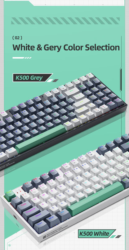 MACHENIKE K500 mechanische Tastatur – kabelgebundene Gaming-Tastatur K500-B94, Hot-Swappable, 94 Tasten, 90%-Layout, RGB-Hintergrundbeleuchtung für PC und Laptop