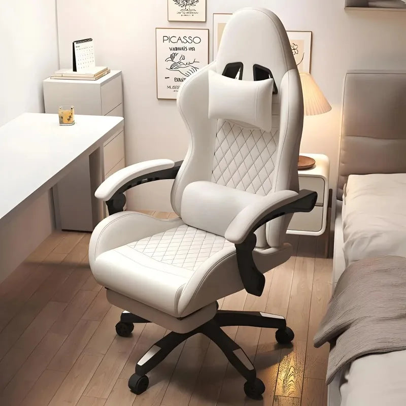 Hestora PU odos didelė ir aukšta žaidimų kėdė, ergonomiška kompiuterio kėdė aukšta atkalte, su pakoju, masažine juosmens atrama suaugusiesiems