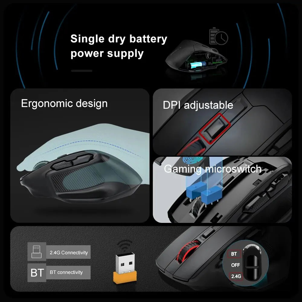 E-YOOSO X-31 Pro USB Gaming Large Mouse, Supports Bluetooth 2.4G Wireless, PAW3212 4800 DPI for Gamer Mice, Computer, Laptop, PC