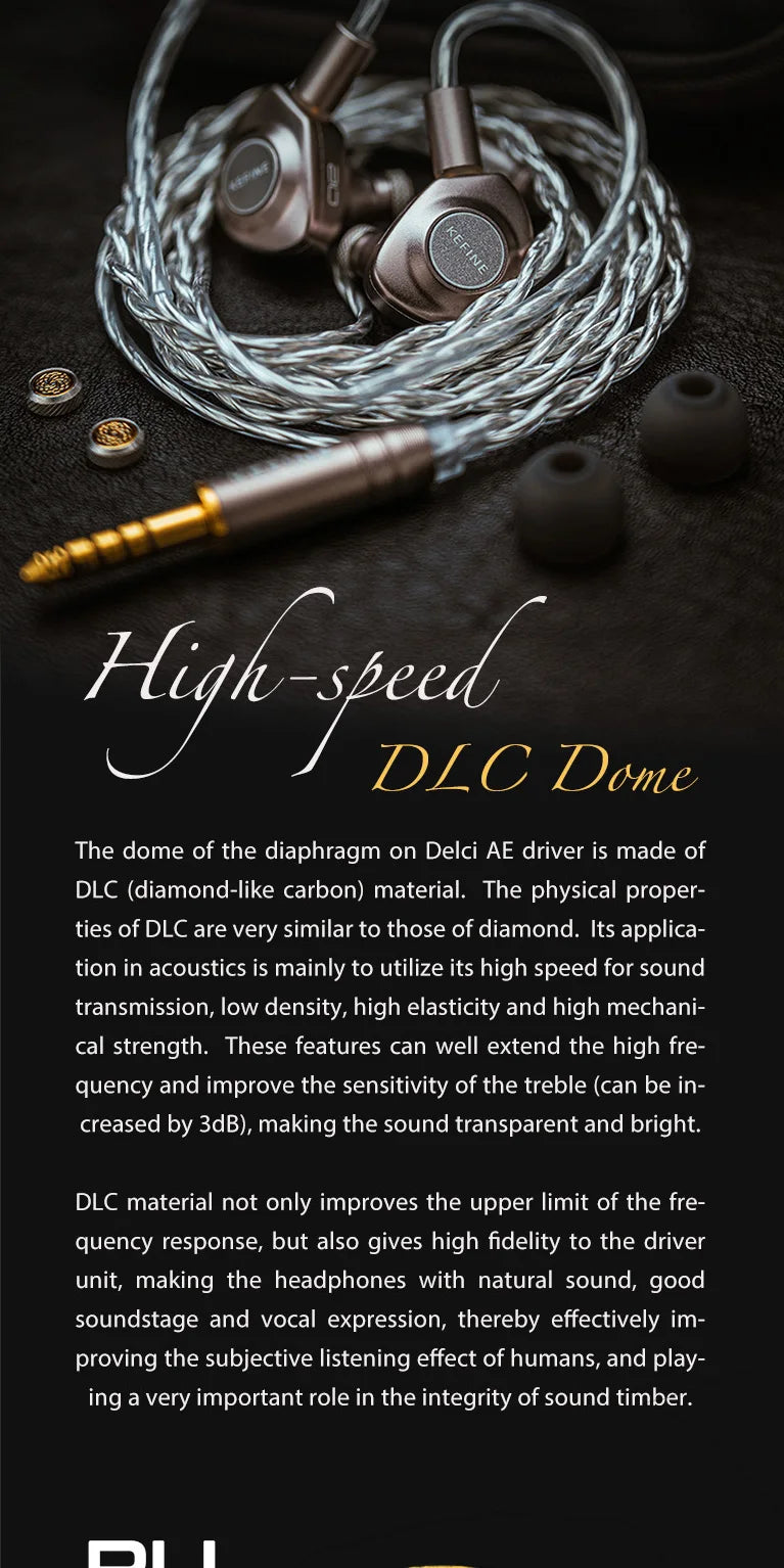 Kefine X ANELEARS Delci AE 10mm HiFi IEM Wired Earphones – DLC+PU Driver Dual Tuning In-Ear Monitors for Music & Gaming