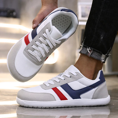 Men's tennis shoes with wide toe box, barefoot minimalist breathable comfortable outdoor walking shoes, sports casual blue shoes 2025