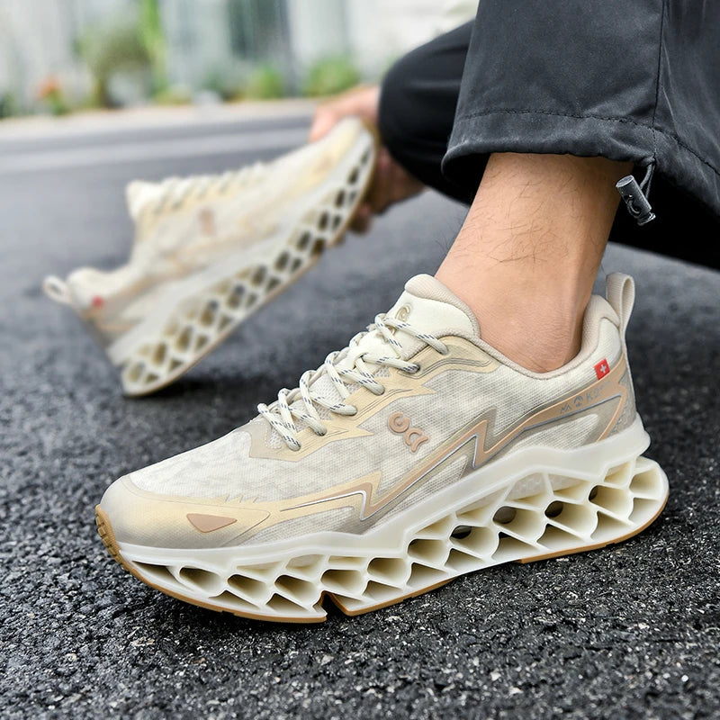 2026 New Summer Outdoor Mens Sports Shoes 3D Printed Sole Rebound Lightweight Running Shoes Foot Protection Stable Walking Shoes