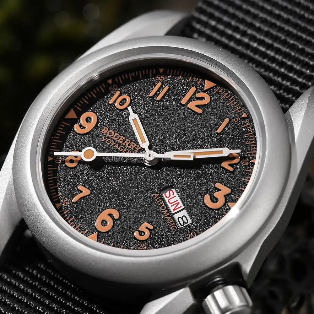 BODERRY Men's Automatic Watch 40MM Titanium Pilot Sport Mechanical Wristwatch 100m Waterproof Sapphire C3 Luminous NH35