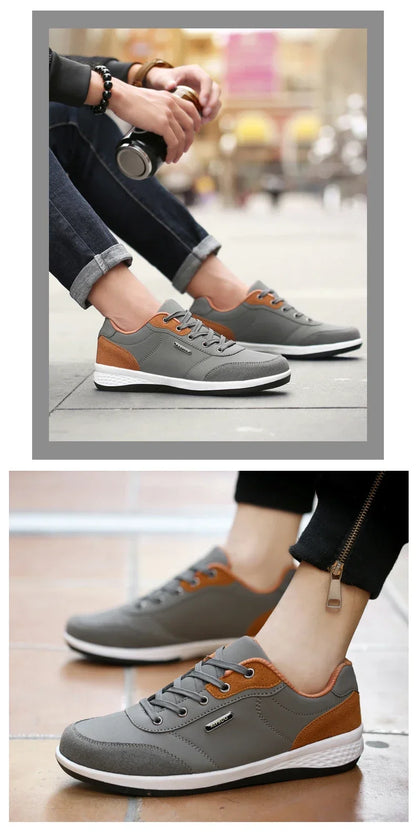 YRZL Herrenschuhe Frühling Herbst Wasserdichte Walking-Sneaker Freizeit-Ledersportschuhe für Herren Rutschfestes Schuhwerk Tennis für Herren