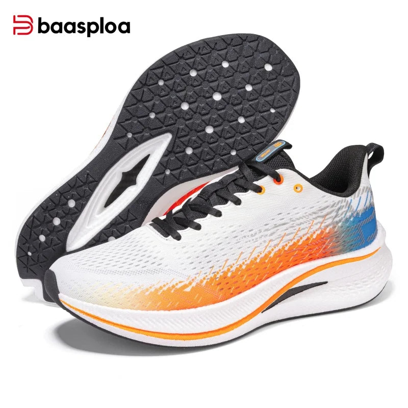 Baasploa Men Jogging Sports Shoes Carbon Plate Professional Cushioning Sneakers Male Outdoor Breathable Non-Slip Running Shoes