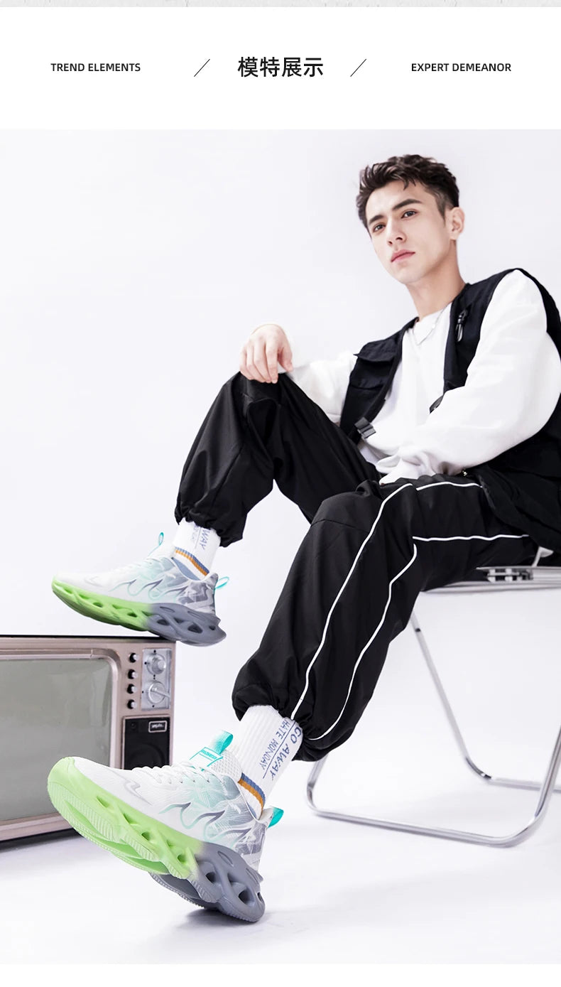 Men's Running Shoes Breathable Mesh Sports Shoes Cushioned Casual Sneakers Lightweight Comfortable Tennis Shoes Athletic Footwear