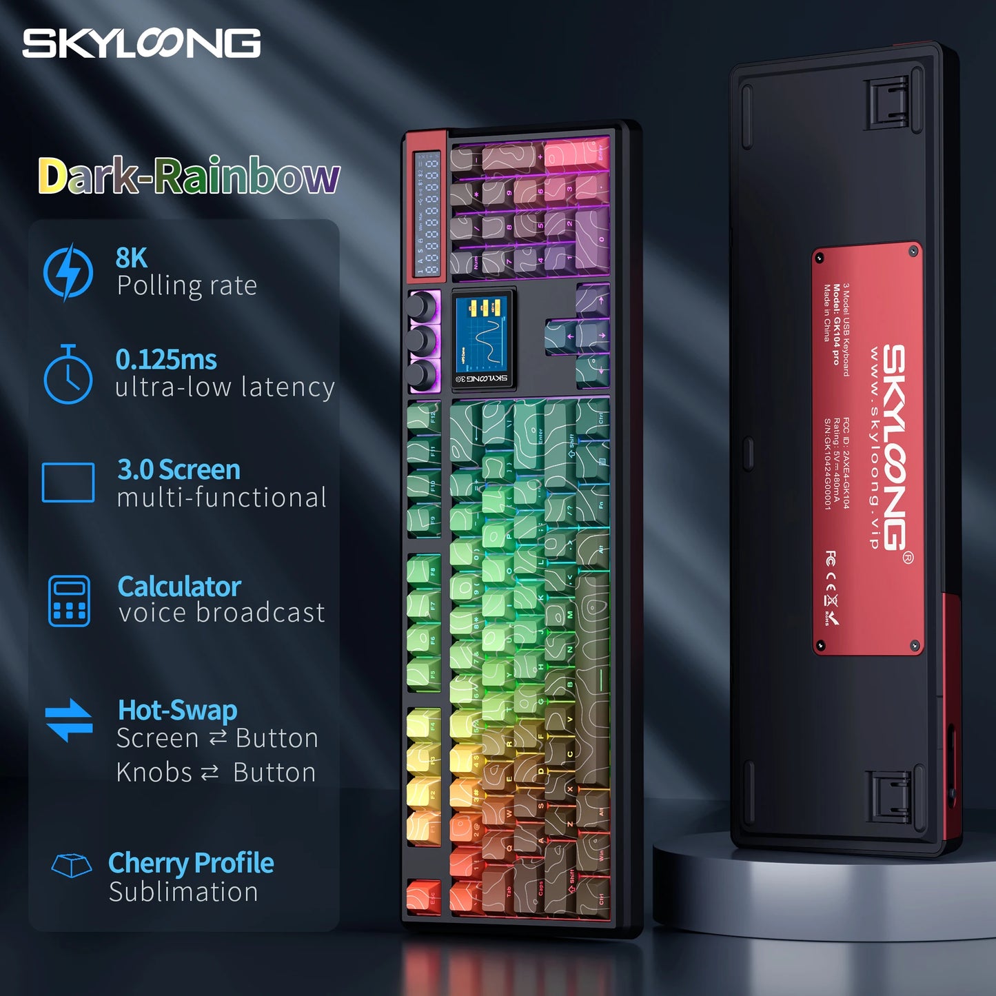Tastiera meccanica wireless SKYLOONG GK104 Pro 100% personalizzata, switch low-noise hot-swap per PC gamer e accessori da ufficio
