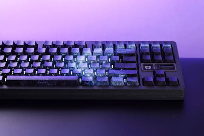 Purple Galaxy Gradient Side Carving Transparent Cherry Keycap PBT 135 Key Compatible with 60/64/84/98/108 Mechanical Keyboard