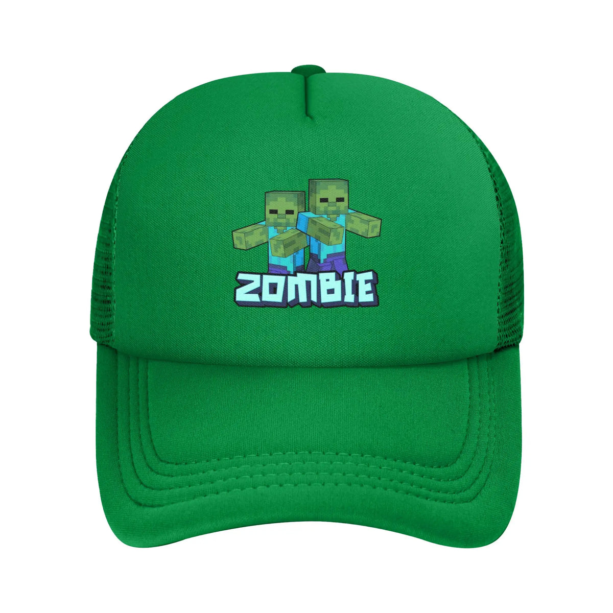 blocky adventurer discover a Creepers monster behind him Trucker Cap Sun Hats Cap Adjustable Snapback Caps Mesh Baseball Cap