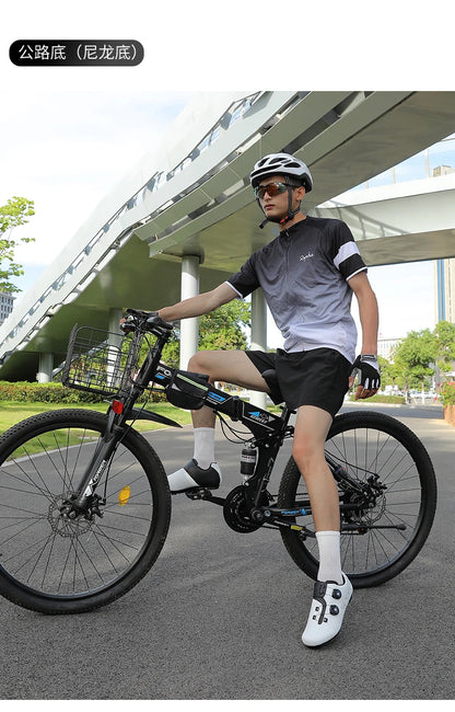 Ultra-Light Cycling Shoes, Breathable and Lightweight, SPD-Compatible Hard Soles for Road Mountain Bike Competition Training