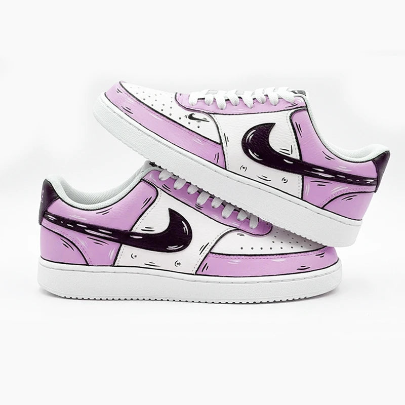Custom Sneakers Custom Sneakers NIKE COURT VISION Messy Line Design Couple Matching Shoes Unisex Low-Top Skate Retro Shoes